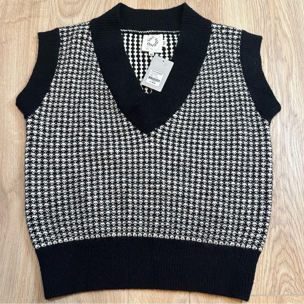Lili Sidonio Sweater Vest Fall Houndstooth Classic‎ Supper Soft